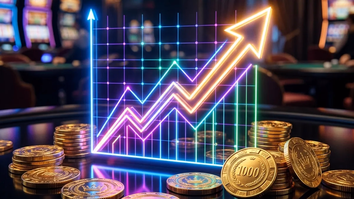 Gaminator Free Coins Tips — Upward Trending Graph With Casino Chips